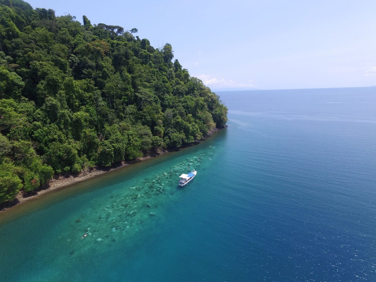 A whale watching tour boat at Golfo Dulce Whale Heritage Area