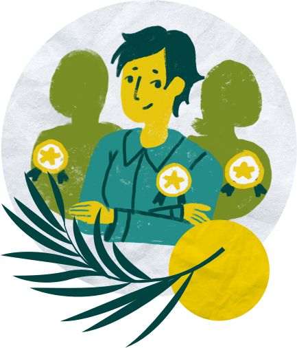 A graphic representing wildlife experts