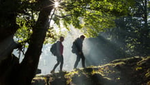 Young women hiking in the Apennines Marsican Bear Heritage Area.